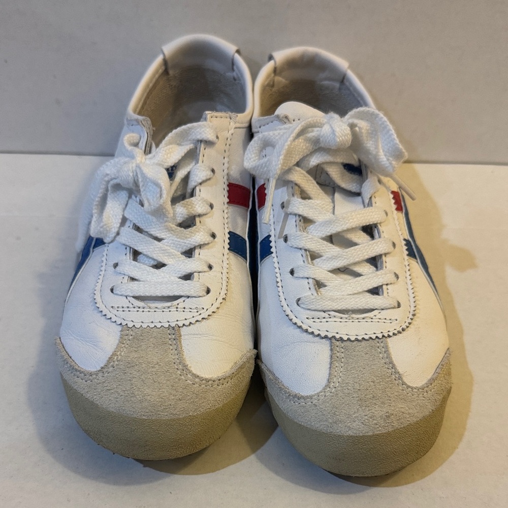 Onitsuka Tiger Mexico 66 White Sneakers with Blue and Red Stripes Size 7 - Picture 6 of 13